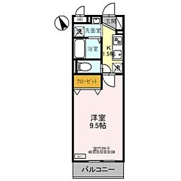 シャルム 1Kの間取図画像