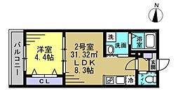 AJ八千代台北 1LDKの間取図画像