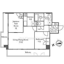 コスモ広尾 2LDKの間取図画像