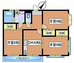 シャングリラひばりケ丘 3DKの間取図画像