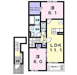 デェアフィオーレ 2LDKの間取図画像