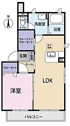 クレセオヴェントー 1LDKの間取図画像