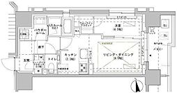 パークスフイア牛込神楽坂 1LDKの間取図画像