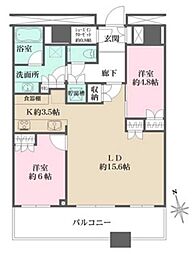 勝どきザ・タワー 2LDKの間取図画像