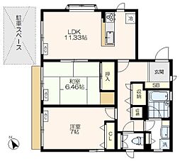セピアシャトー 1階2LDKの間取り