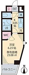 メルベーユ池之内 1Kの間取図画像