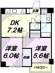 グランシャリオ国立 2DKの間取図画像