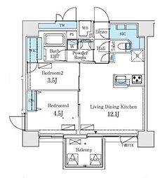 リビオメゾン新大橋 2LDKの間取図画像