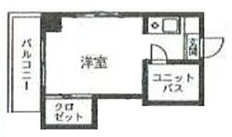 ドムス松宮B棟 2階ワンルームの間取り