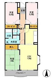 ラフィネ小倉 3LDKの間取図画像