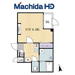 エヌエム・スワサント-キャトルズ 1Kの間取図画像