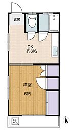 溝口マンション 1DKの間取図画像