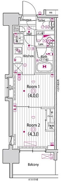 ガーラ・アヴェニュー木場 ｜東京都江東区東陽３丁目(賃貸マンション2K・13階・25.43㎡)の写真 その2