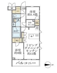 目黒区緑が丘1丁目マンション 2LDKの間取図画像