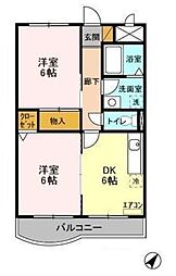 メゾン・フラワーヒル 2階2DKの間取り