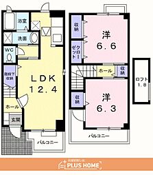 ソレアードパルケ2 2LDKの間取図画像