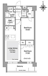 コンフォリア・リヴ文京護国寺 3階2LDKの間取り