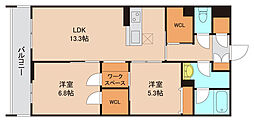 グランドゥール凪 2LDKの間取図画像