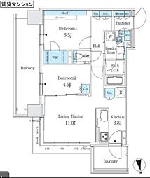シティタワーズ東京ベイウエストタワー 2LDKの間取図画像