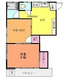 一晃ハイツ 2DKの間取図画像