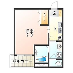 Osaka Metro四つ橋線 岸里駅 徒歩4分の賃貸マンション 10階1Kの間取り