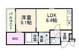 大阪市東住吉区今川7丁目アパート 1LDKの間取図画像