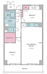 レジディア芝浦 2LDKの間取図画像