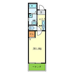 上野坂グランハイツC 1Kの間取図画像