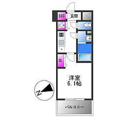 JR関西本線 平野駅 徒歩7分の賃貸マンション 4階1Kの間取り