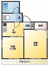 メゾン・ベール 2Kの間取図画像