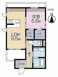 GrandSoleil和田 1LDKの間取図画像