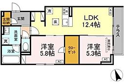 府中市分梅町4丁目アパート 2LDKの間取図画像