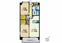 ドミール板付M5 2LDKの間取図画像