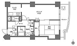文京グリーンコートビュータワー本駒込B棟 1LDKの間取図画像