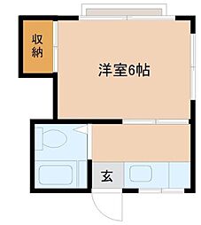 めじろ荘 1Kの間取図画像