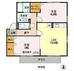 ヴィラ・メルベーユ2 2LDKの間取図画像