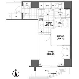 BPRレジデンス恵比寿 1DKの間取図画像