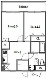 ロイヤルマンション 2DKの間取図画像