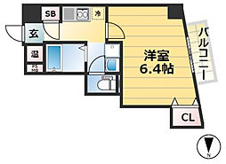 アネスト神戸西元町 1Kの間取図画像