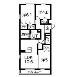 メゾンドラピスラジュリ 3LDKの間取図画像