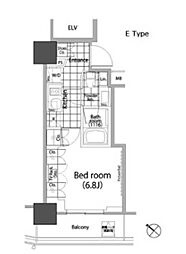 パークハビオ赤坂タワー 1Kの間取図画像