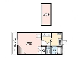 マスカレード大橋東1 1Kの間取図画像