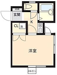 ロイヤルハイツ中川 ワンルームの間取図画像