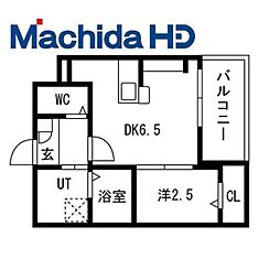 西湊町エヌエム・セント 1DKの間取図画像