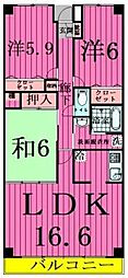 サングリーン海道割 2SLDKの間取図画像
