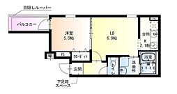 フジパレス高石千代田2番館 1LDKの間取図画像