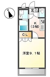 リバーシティー石塚 1Kの間取図画像