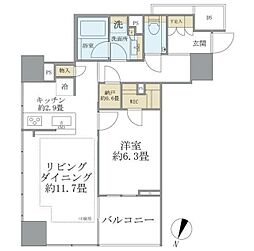 Brillia二番町 1LDKの間取図画像
