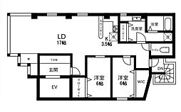 H・I・Tビル 2LDKの間取図画像
