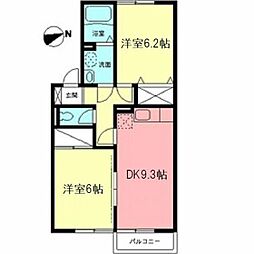 メルベーユ・ロワジー 2DKの間取図画像